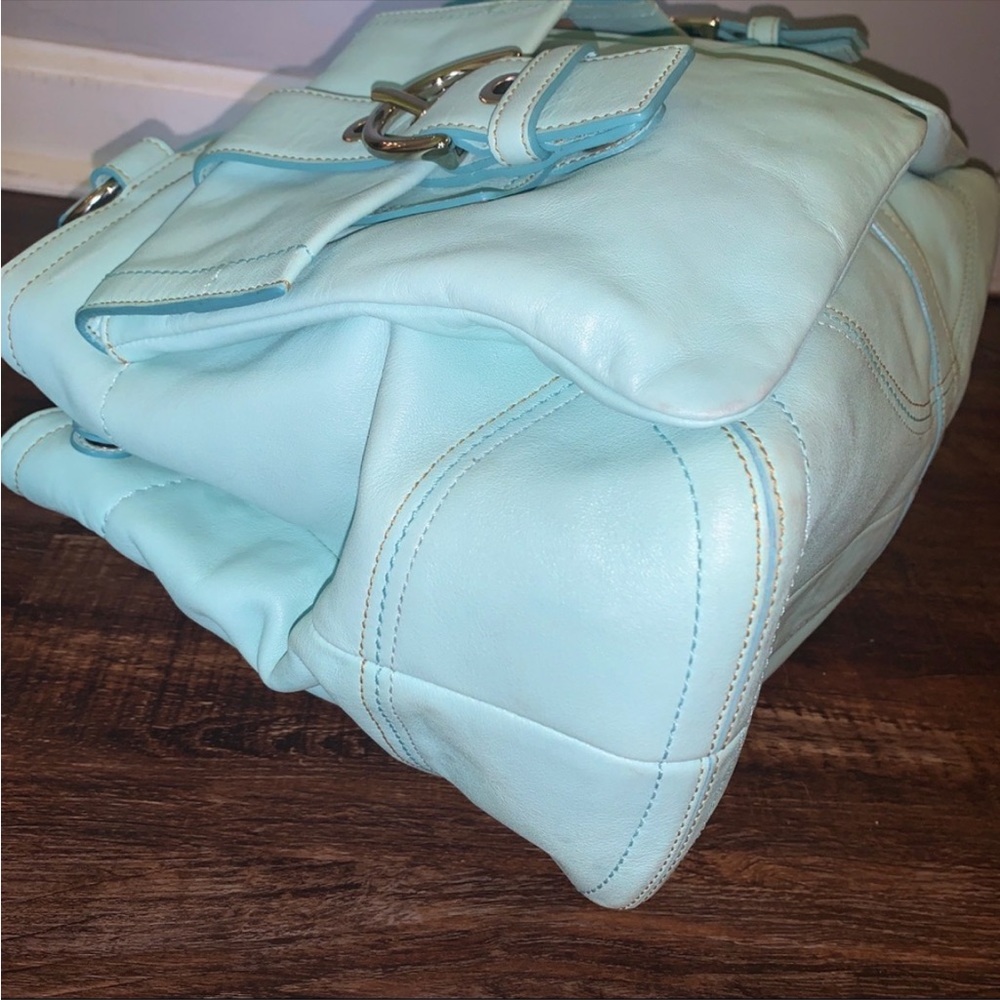 COACH Tiffany Blue Leather Double Buckle Purse - Pristine - 6468